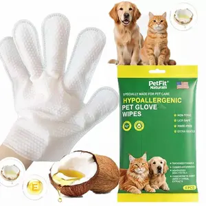 #SummerVibes PetFit Naturals Hypoallergenic Pet Glove Wipes 6pcs Thick Design for Dogs and Cats Non-Toxic Lick-Safe Cleaning Grooming Wipes