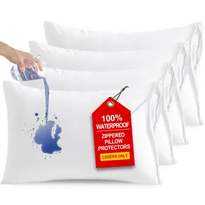 2/4 Pack Waterproof Pillow Protectors – Soft Microfiber Covers with Hidden Zipper & Noiseless TPU Barrier