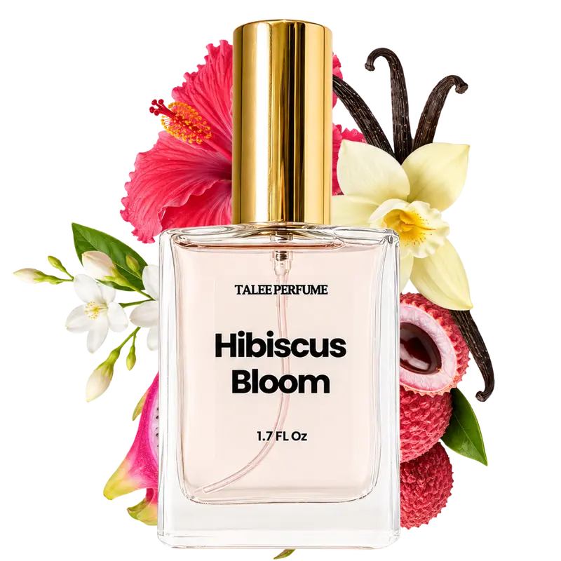 Women's Hibiscus Bloom Perfume Spray Mist - 1.7 oz (1-1.9 fl oz), 15ml Travel Bottle, Long-Lasting, Paraben-Free, Contains Alcohol, Citrus Aroma, Floral Sweet Fruity Jasmine Vanilla Scents, for Everyday Wear & Date Nights