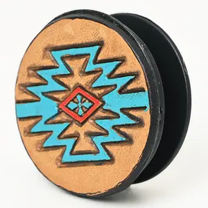 American Darling Hand Tooled Painted Aztec Pop Phone Grip Stand Holder