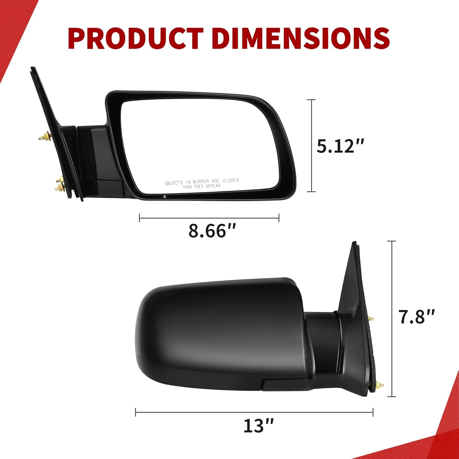 YITAMOTOR Right/Left Passenger Side Mirror Compatible with GMC 1988-1999 C/K 1500 2500 3500,1992-1999 Suburban 1500 2500, 1995-2000 Tahoe, Tow Mirror with Power Adjustment Manual Folding
