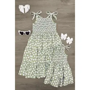 Mom & Me - Green & White Flower Dress