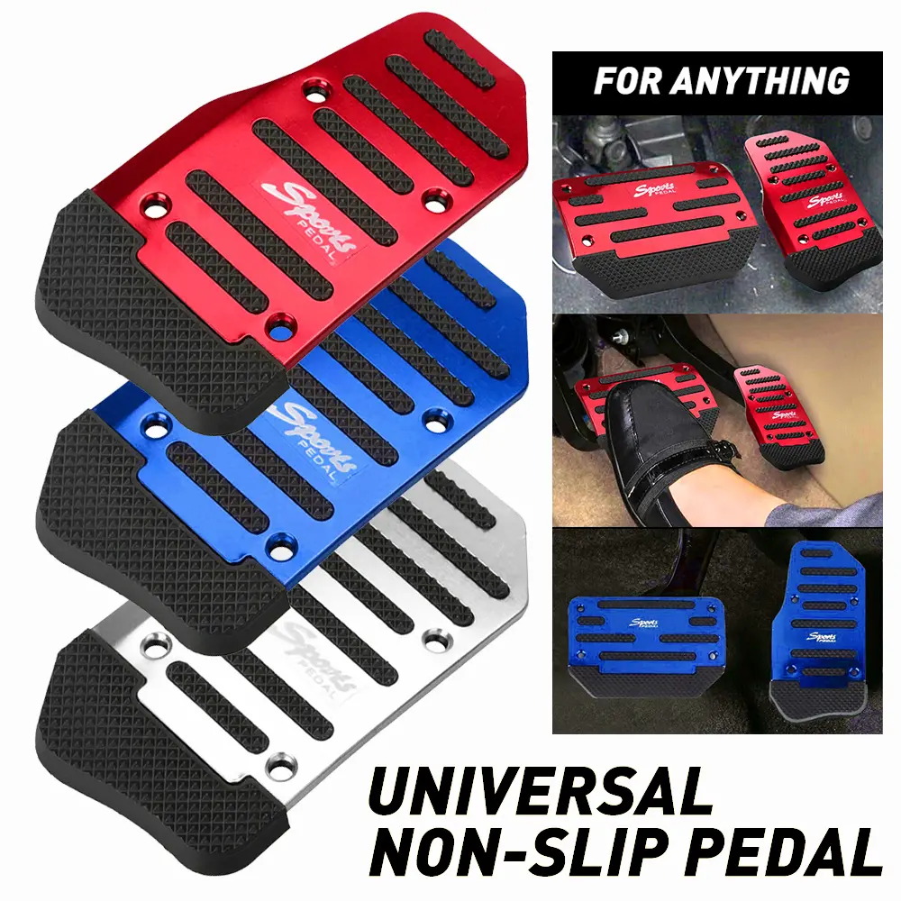 Aluminum Alloy Anti-Slip Car Pedal Covers (2pcs) - Accelerator & Brake Non-Slip Mats, Sporty Interior Upgrade, Vehicle Accessories, Car Accessories