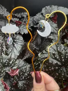 Moon and Stars Plant Stake | Rain Cloud Plant Stake