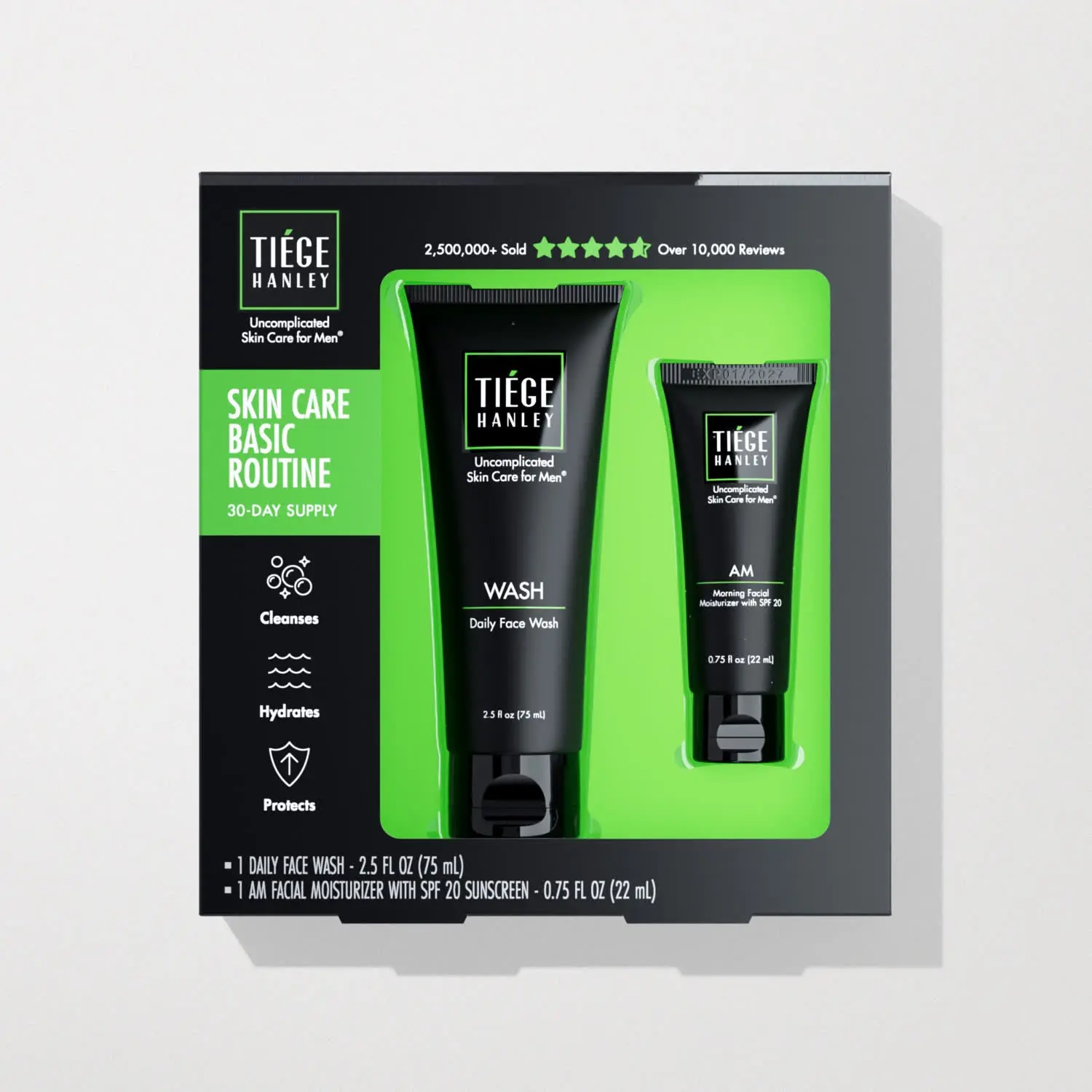 Tiege Hanley Basic Skincare Set - Daily Face Wash + SPF Moisturizer - 30-Day Supply