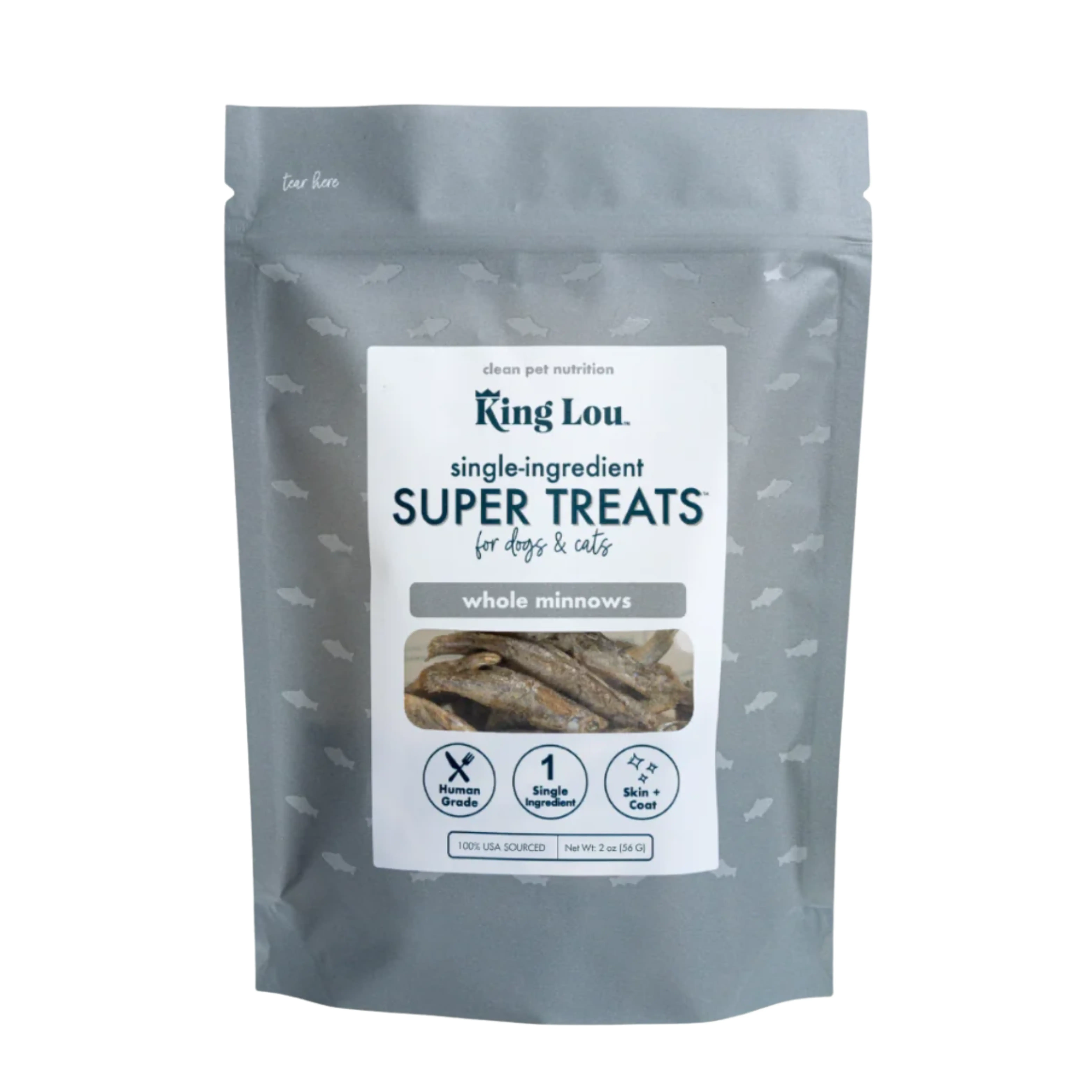King Lou Whole Minnows - Freeze-Dried Raw Snack for Dogs and Cats single ingredient, 100% USA, Human Grade, Treats Pet Products Natural Food Pets Supplies
