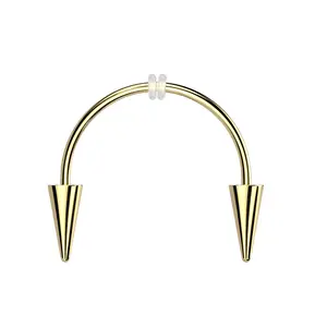 Spike Ends Smiley Piercing Vampire Fangs Horseshoe Barbell - 316L Stainless Steel