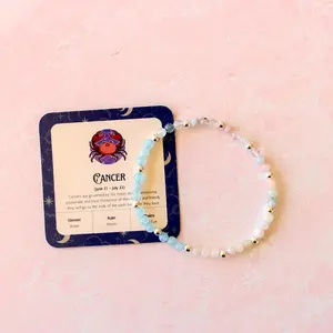 Cancer Zodiac Sign Crystal Bracelet | Sun, Moon, Rising Signs | 4mm