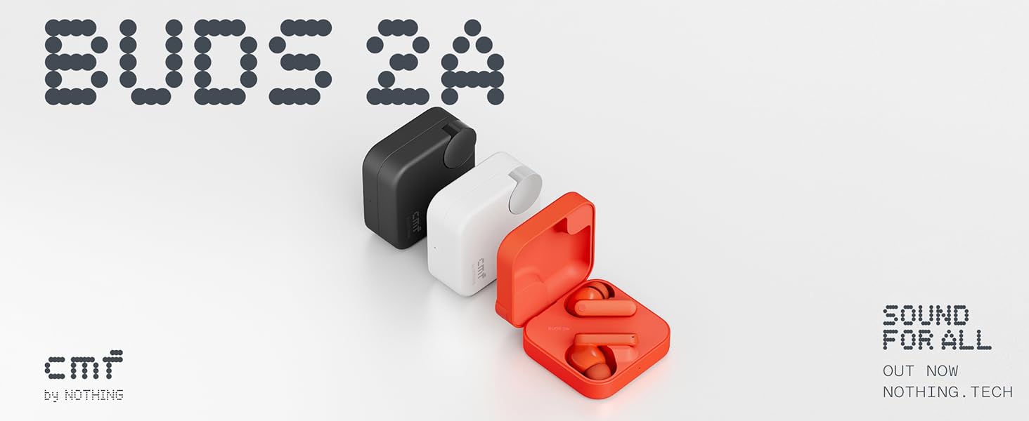 CMF Buds 2a Wireless Bluetooth Earbuds, 12.4 mm Custom Dynamic Driver, 42 dB Active Noise Cancellation, 4 HD Mics with Clear Voice Technology