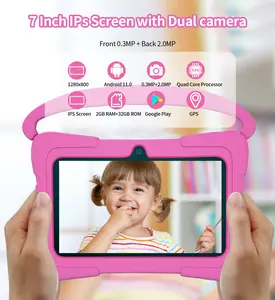 Kids Cartoon Dual Camera Bluetooth 7" Android Tablet PC 4G/64G bundle case Uiano UPAD 7inch Kids Android Tablet PC with Silicone Case Durable Stand & Handle, Educational Tablet for Home, School Game Parental Control Bluetooth