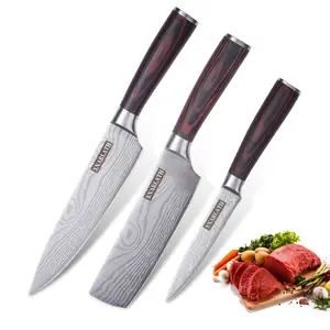 Kitchen Knife Set, 3 Piece High Carbon Stainless Steel Professional Chef Knife Set with Ultra Sharp Blade & Wooden Handle
