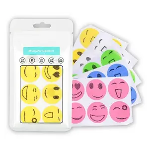 Mosquito Repellent Patches - with Essential Oils for Kids & Adults, Smiley Face Designs, DEET-Free & Plant-Based Bug Protection Expression Stickers for Family Camping, Travel & Outdoor Fun