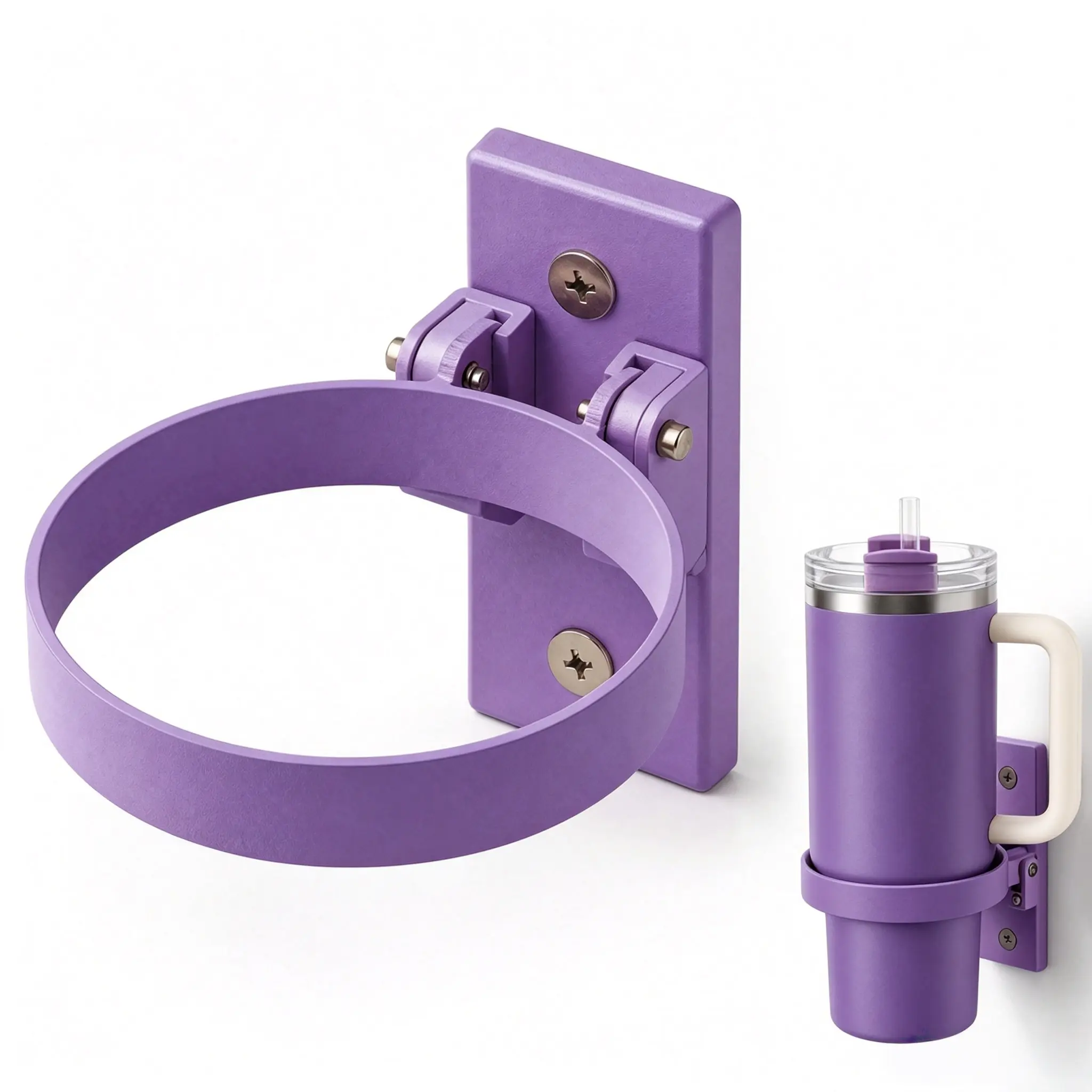 Purple Foldable Magnetic Drink Holder for 20-40oz Metal Tumblers with Handles, Triple Strong Magnets, Adjustable Storage Holder for Desk, Car, Home Organizer Rack, Desk Water Bottle Holder
