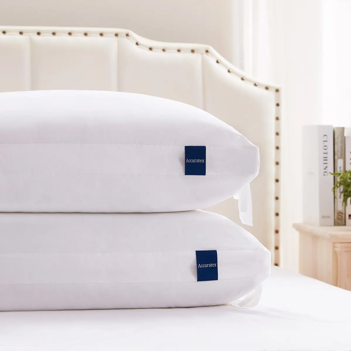 ACCURATEX Pillows, Hybrid Shredded Memory Foam Pillow[Adjustable Loft], Fluffy Down Alternative Fill Removable Cotton Cover, Firm Supportive Pillow for Side Back Sleepers