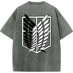 Attack on Titan 90s Graphic 100% Cotton Tees Men's t Shirts Graphic Washed Tee t Shirts Funny Graphic Tee Good Graphic Tees Men's Graphic Tees Streetwear Outfits Men Vacation Outfits Oversized Tshirt Men