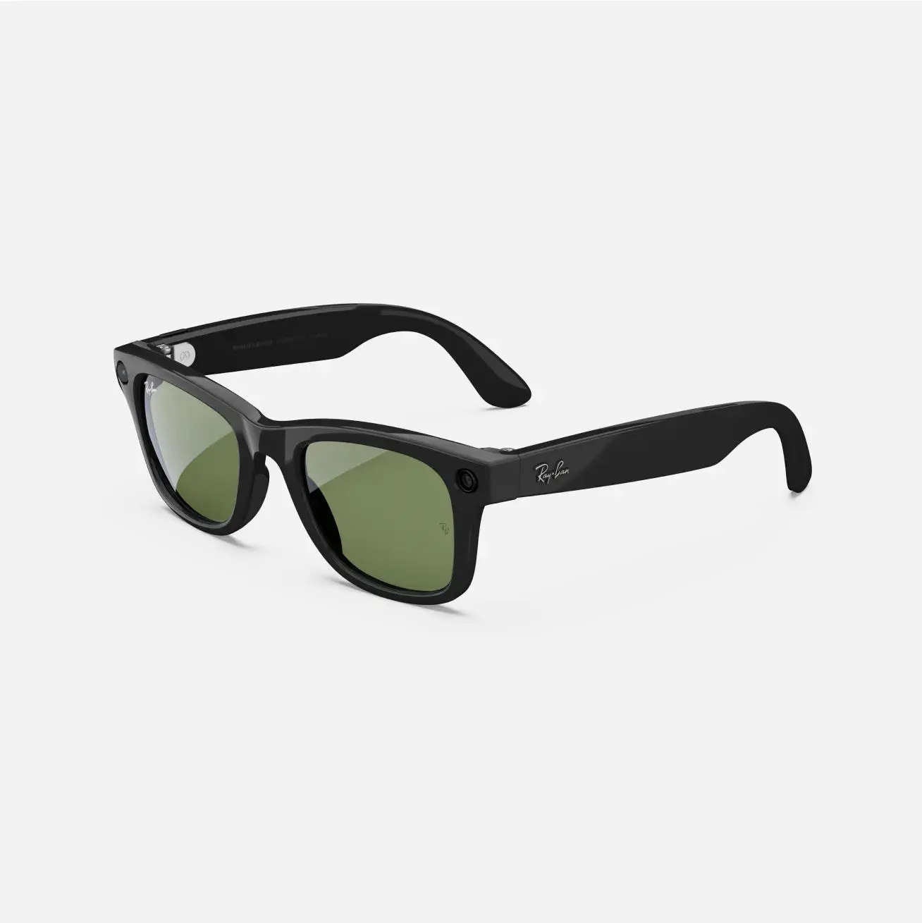 Refurbished Ray-Ban Meta Wayfarer (Gen 1), Shiny Black / G15 Green, Standard, High Bridge Fit