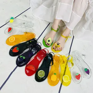 Ladies' casual flat fruit jelly shoes and transparent flat sandals for commuting outside