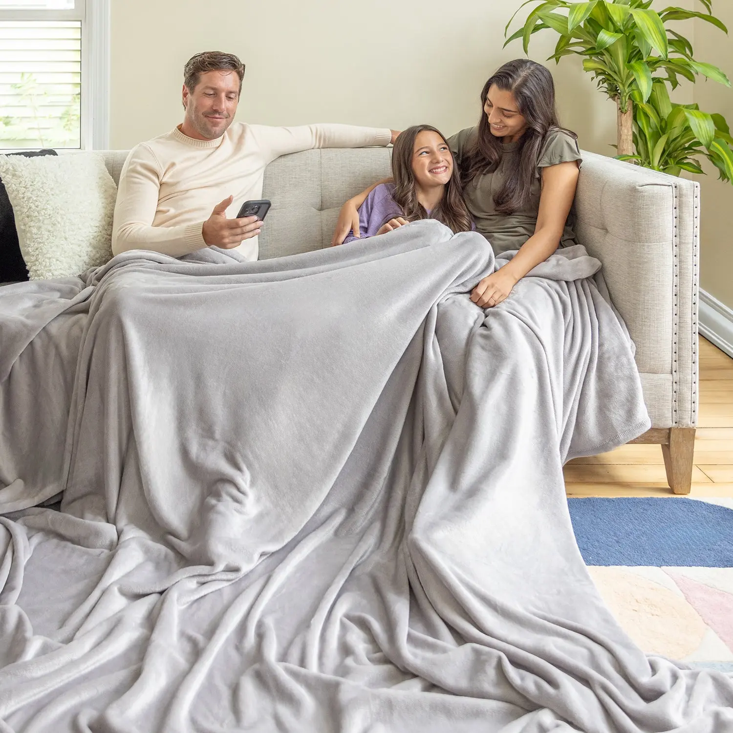 Berkshire 120" x 120" Family Size VelvetLoft Blanket, Super Soft Cozy Lightweight Fuzzy Plush Bed Throw for Oversized King & Couch