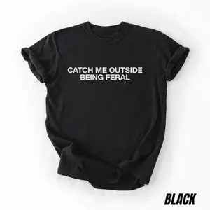 Women's Shortsleeve Ribbed Seamless Knit Fabric Feral T-Shirt - Funny Sarcastic Adult Humor Top