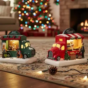 2pc Truck  Set Indoor Light Up Decoration , Home Decor Truck Theme for New Year Festive Table Decor warm  tacky ,Cuddly Gift for Your Love