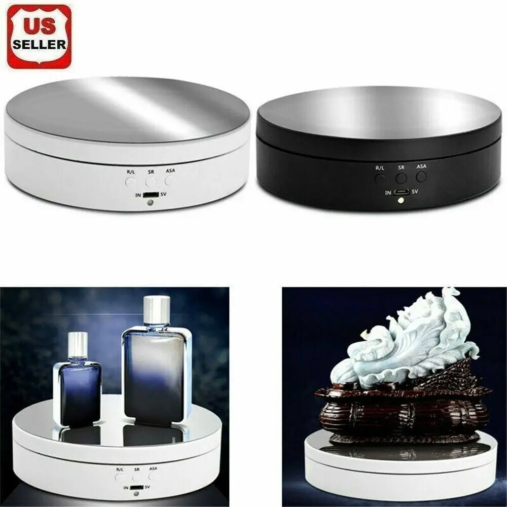 360 °   Rotating Display Stand Motorized Jewelry Showcase Turntable for Product Photography Exhibition Slow Spin Adjustable Garage Shelf Organiser Racks Countertop Perfume Tray Decoration
