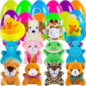12pcs Plastic Easter Eggs with Animal Toys Filled Easter Eggs 3.4" Easter Basket Stuffers Easter Egg Fillers Kids Classroom Gift Exchange Party Favors