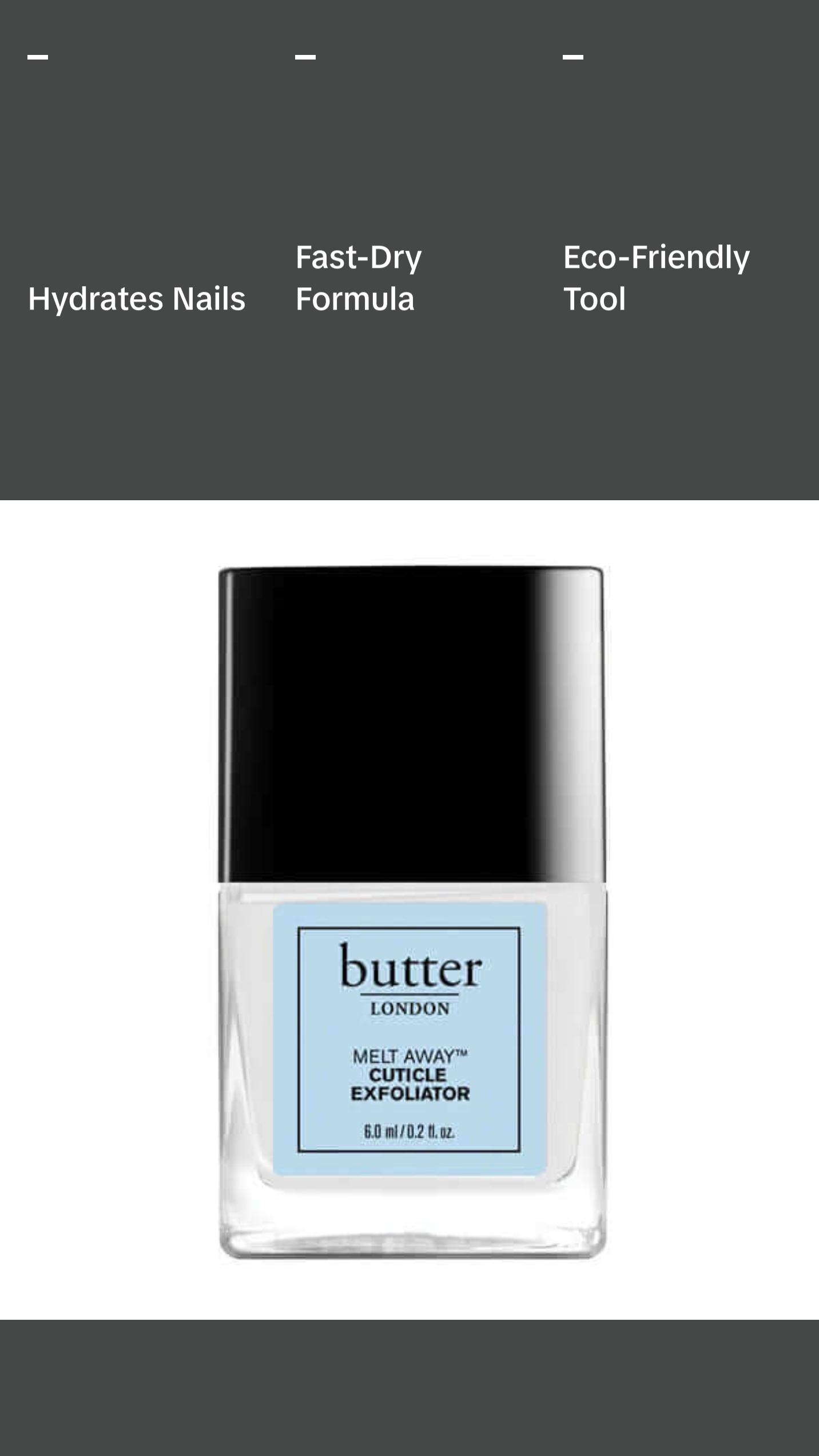butter London Bye Bye Cuticle Trio Manicure Nail Clear - Quick Dry Conditioning Drops, Melt Away Cuticle Exfoliator, Signature 2-in-1 Glass Cuticle Pusher