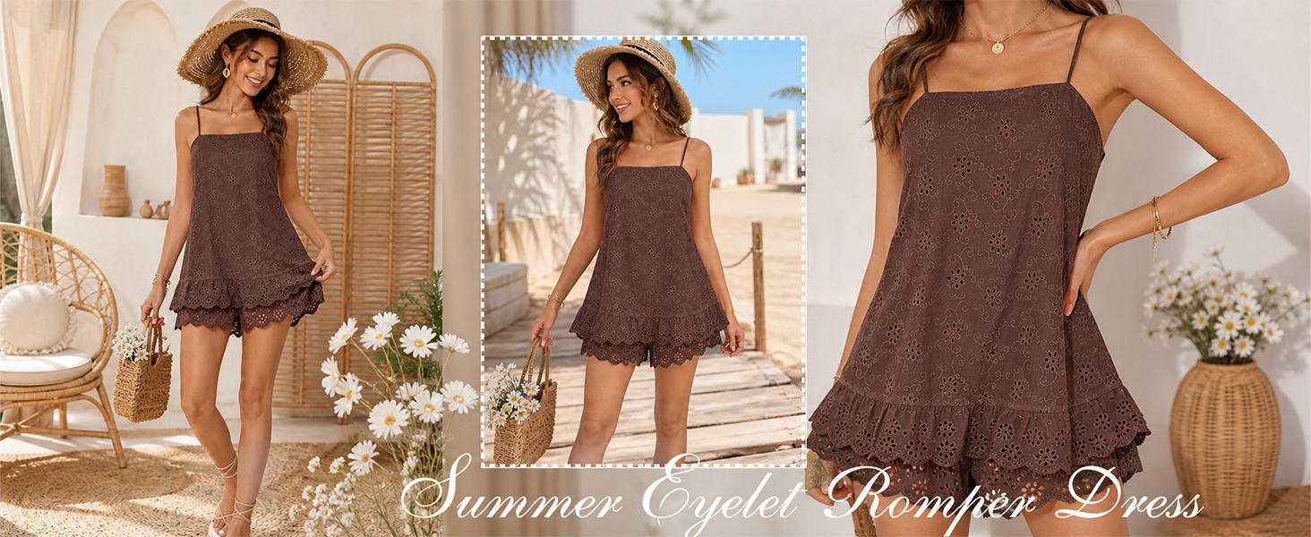 Women's mini romper dress with built-in shorts