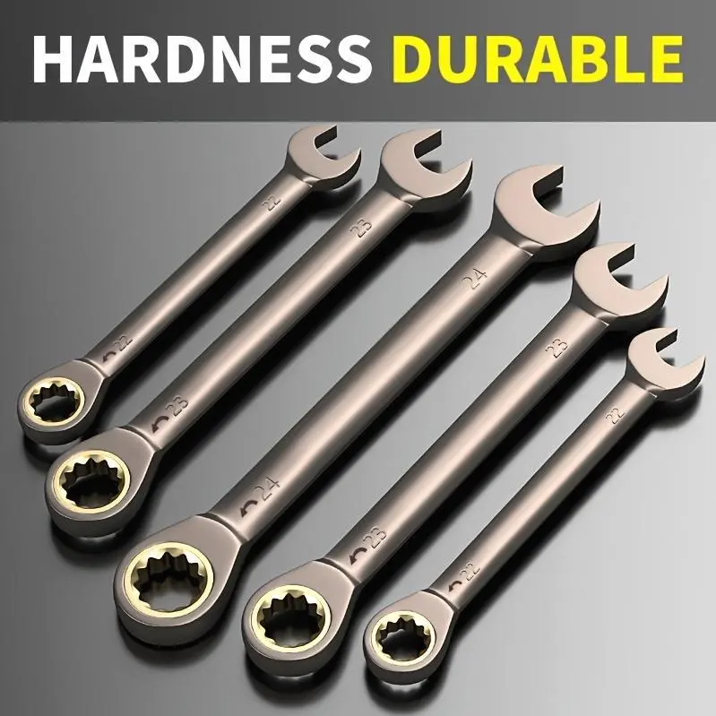 1pc 6-22mm High Quality  Adjustable Wrench Open Ring Combination Wrench Chrome Vanadium Open Ring Combination Wrench Auto Repair Metric Hand Tools, High Torque Wrench Tool 72 Teeth Imperial Size Surface Polished Gift for Men