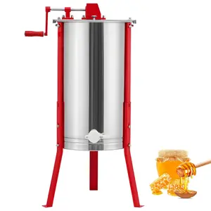 Garvee 3 Frames Manual Honey Extractor, Food Grade Stainless Steel Manual Beekeeping Extraction, Honeycomb Drum Spinner with Adjustableheight Legs, Transparent Lid, for Apiarys, Beekeepers & Beehi