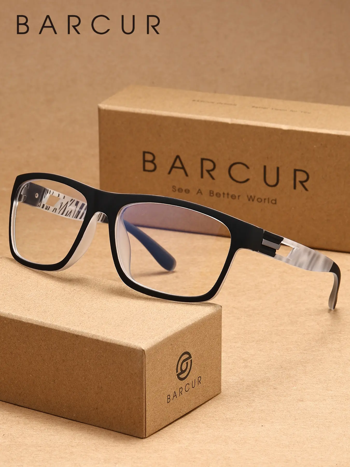 BARCUR Minimalist And Comfortable Square Eyeglass Frame Square Frames Eyeglass Full Frame Men'S Decorative Glasses High Quality Eyewear With Pc Lens Material To Enhance Visual Comfort. Brand Packaging Is A Great Gift