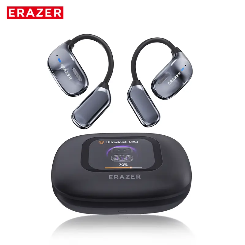 ERAZER XF23 OWS Open Headphones - Silicone Electronic Audio Device with UVC Ultraviolet Disinfection, LCD Touch Screen, Wireless Bluetooth HIFI Stereo, Charging Function for Music & Calling, Connection, Wearable Tech