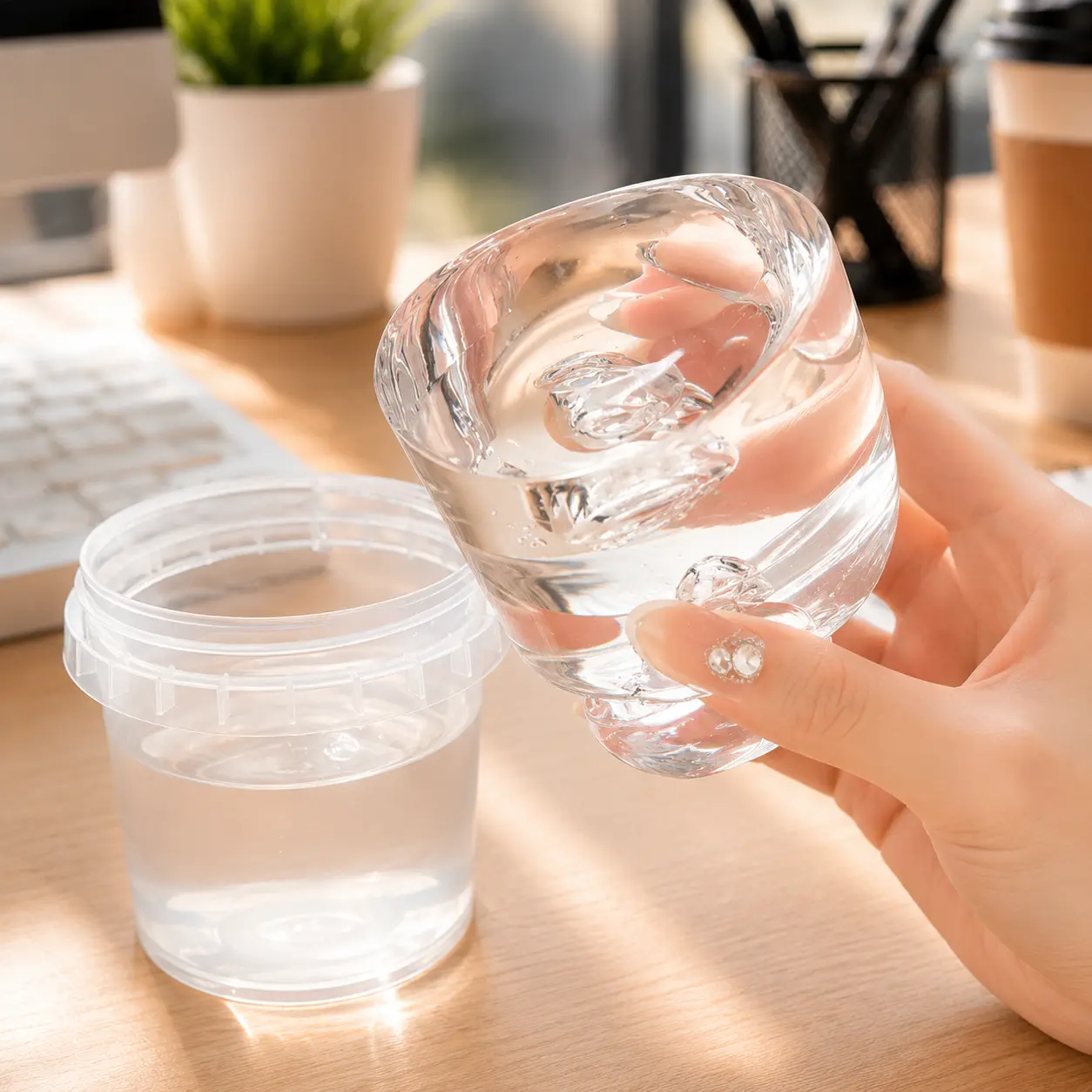 Liquid Glass Slime – Crystal Clear Stretchy Slime, Satisfying Stress Relief Sensory Fidget Toy, Soft Transparent Slime for Relaxing & Creative Play
