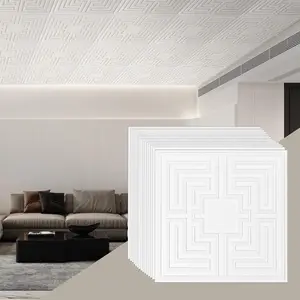VEVOR Ceiling Tiles,  12-Pack 24 x 24 in, Drop Ceiling Tiles Premium PVC Sheet, Easy Installation/ Cutting Plastic Glue-up Ceiling Tile, Ceiling Covering for Home/Office Decoration, White Echo Pattern