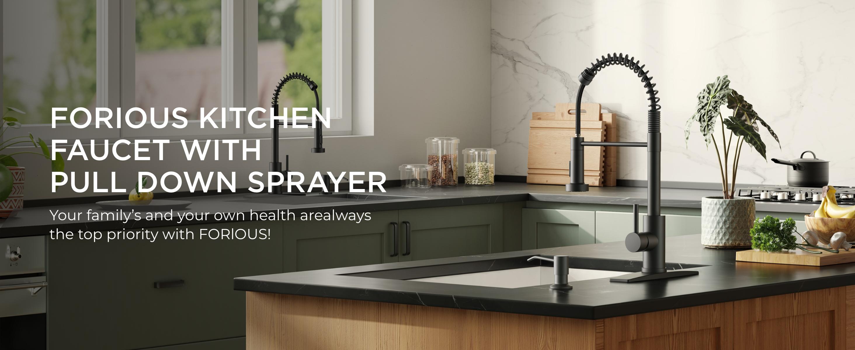 FORIOUS Kitchen Faucet with Pull Down Sprayer, Stainless Steel Commercial Single Handle Classic Spring Pull Out Kitchen Sink Faucet for Pot Filler, Farmhouse Camper Bar Laundry Roo FORIOUS Kitchen Faucet with Pull Down Sprayer, Stainless Steel Commercial Single Handle Classic Spring Pull Out Kitchen Sink Faucet for Pot Filler, Farmhouse Camper Bar Laundry Roo