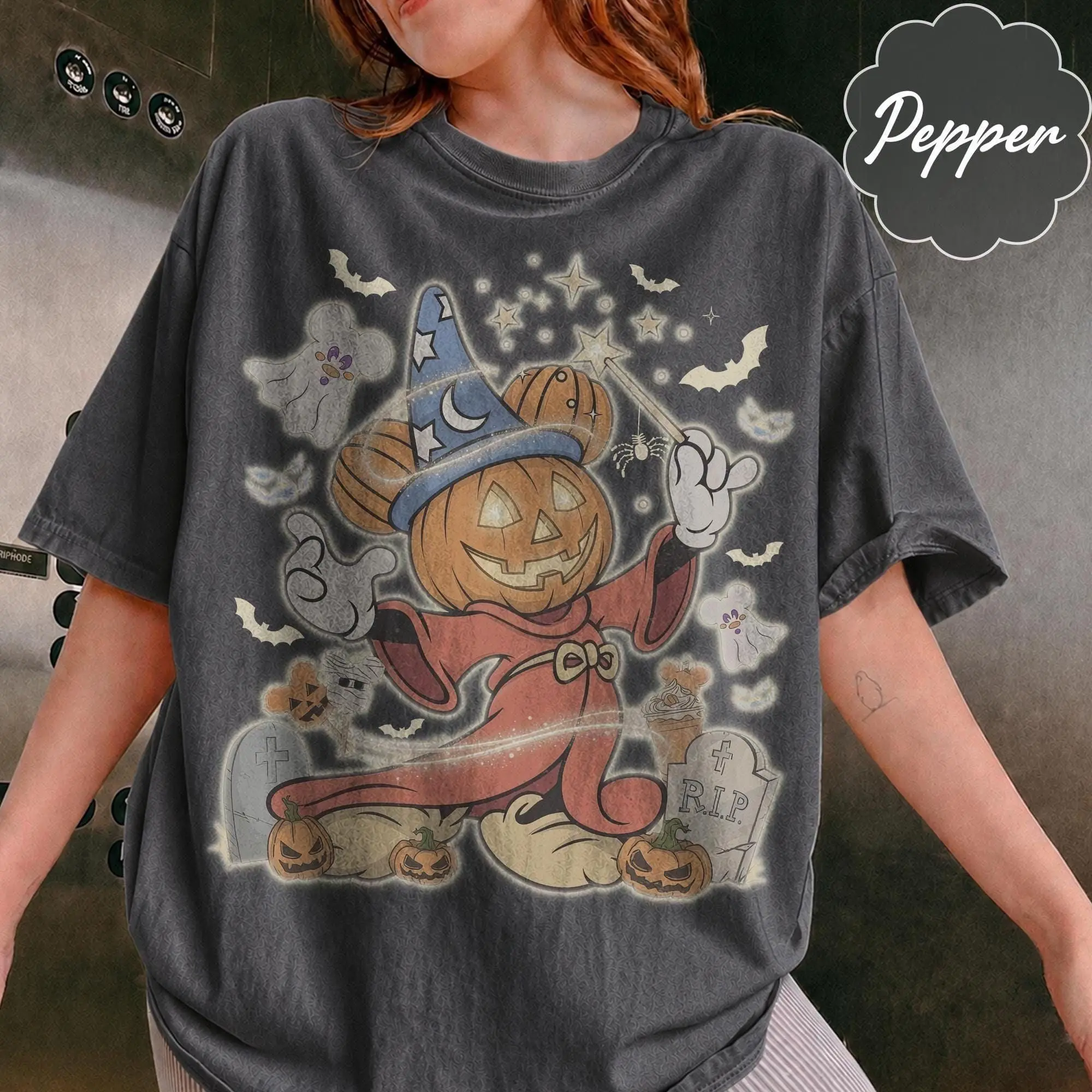 Vintage Sorcerer Pumpkin WDW Halloween Shirt, Mickey's Not So Scary Halloween Party, Trick or Treat Main Street Fantasmic