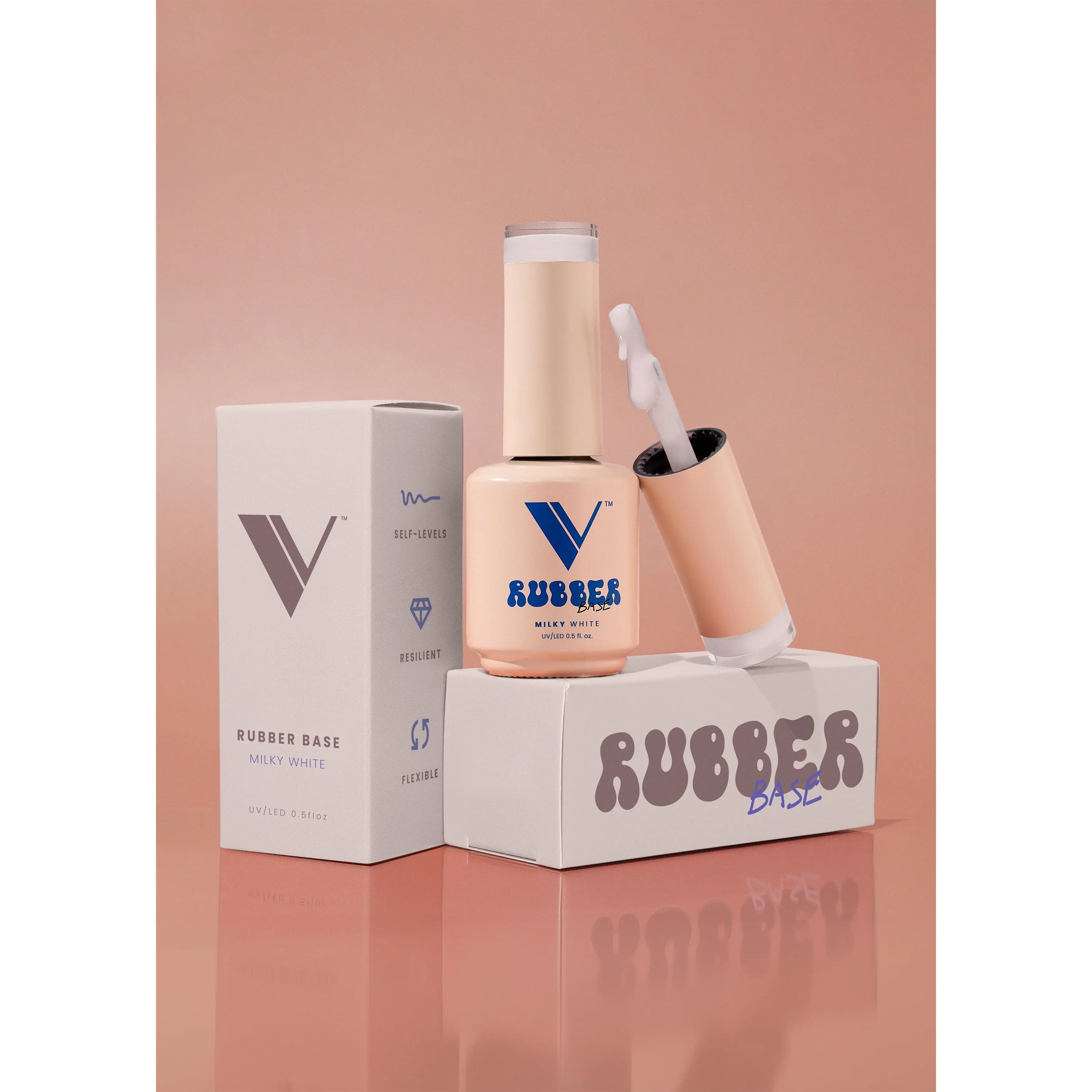 V Beauty Pure Rubber Base Milky White | Soak Off Self-Leveling UV LED Gel Nail Base Coat