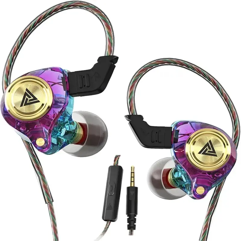 QKZ AK3 Wired In-Ear Gaming Headphone with 3.5mm Audio Jack, Built-In Mic for Hands-Free Voice Chat, HiFi Subwoofer Heavy-Bass Stereo Output, Durable Wear-Resistant Braided Wire, Waterproof Headphones for Running, Office Use