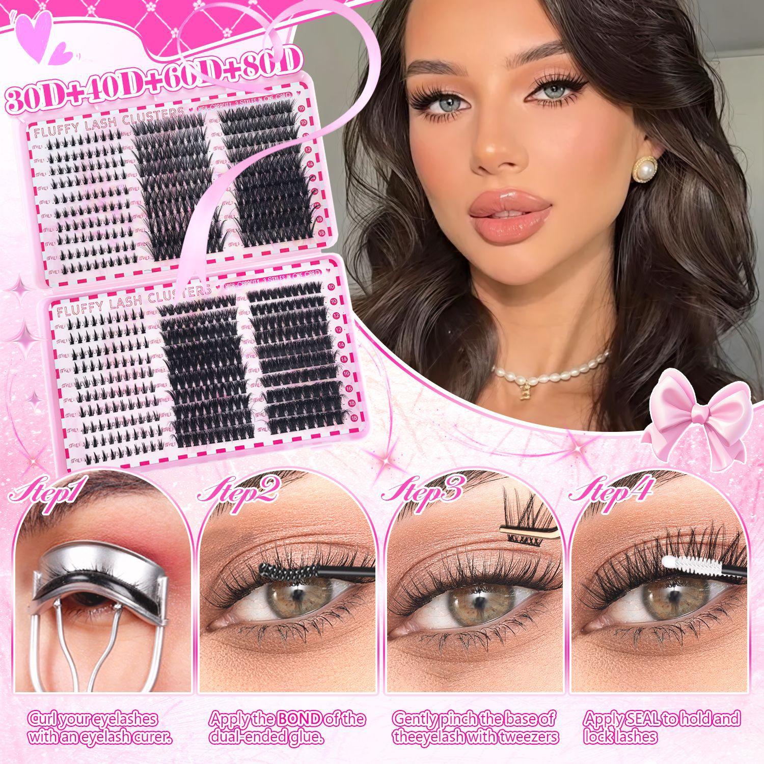 2080Pcs Fluffy Lash Clusters Kit Manga/Cat Eyes/Natural/Dense/Thick/Dramatic/Bottom Lashes Eyelash Clusters 9-18mm 30D 40D 80D 100D DIY Lashes Cluster Eyelash Extensions Kit Individual D Curl False Eyelashes with 2 Bond&Seal 2 Remover 2 Tweezers 5 Brushes 2080Pcs Fluffy Lash Clusters Kit Manga/Cat Eyes/Natural/Dense/Thick/Dramatic/Bottom Lashes Eyelash Clusters 9-18mm 30D 40D 80D 100D DIY Lashes Cluster Eyelash Extensions Kit Individual D Curl False Eyelashes with 2 Bond&Seal 2 Remover 2 Tweezers 5 Brushes