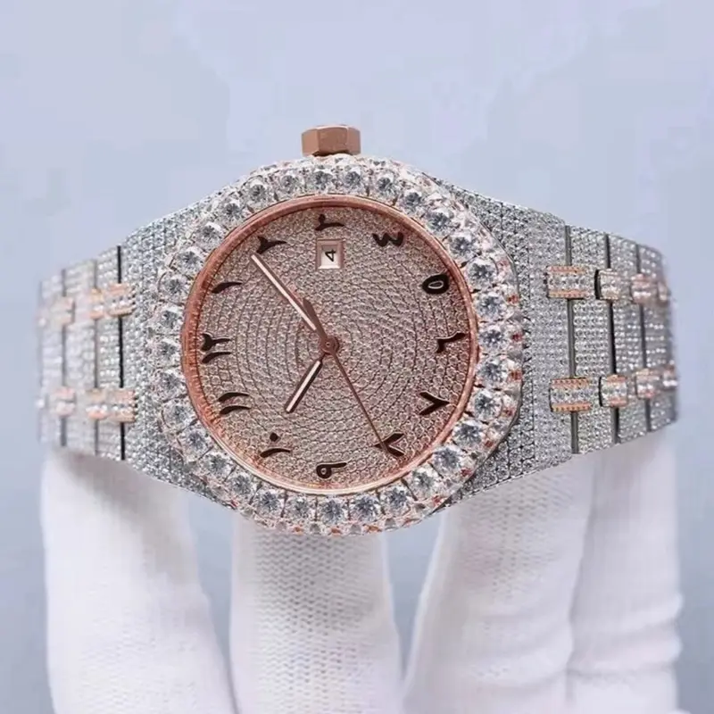 Men's Automatic Iced Out Watch with CZ Moissanite Design, Water Resistant Bling Fashion Accessory, Gift for Boyfriend, Stylish Watch, Fashionable Waterproof Wristwatch, Gifts For Boyfriend, Men's Accessories