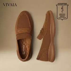 VIVAIA Women's Walker Pro Hybrid Penny Arch Fit Loafers,  APMA,  Water-Repellent Sneaker Loafers,  With Round-Toe / Walker Wave Sole / Cushioning Insole Machine / Lightweight / Slip-Resistant Office Commute / Travel (Ivana)