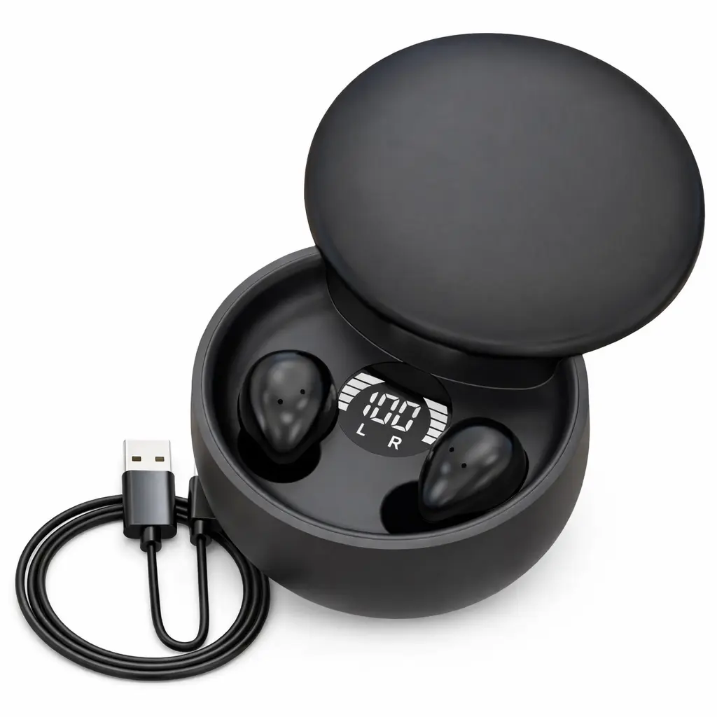 Mini Invisible Bluetooth 5.4 Earbuds True Wireless Earphones, HD Sound Noise Cancelling Sport Headphones, In-Ear Bluetooth Headset for Gaming & Workout, Wireless Earbuds with Mic