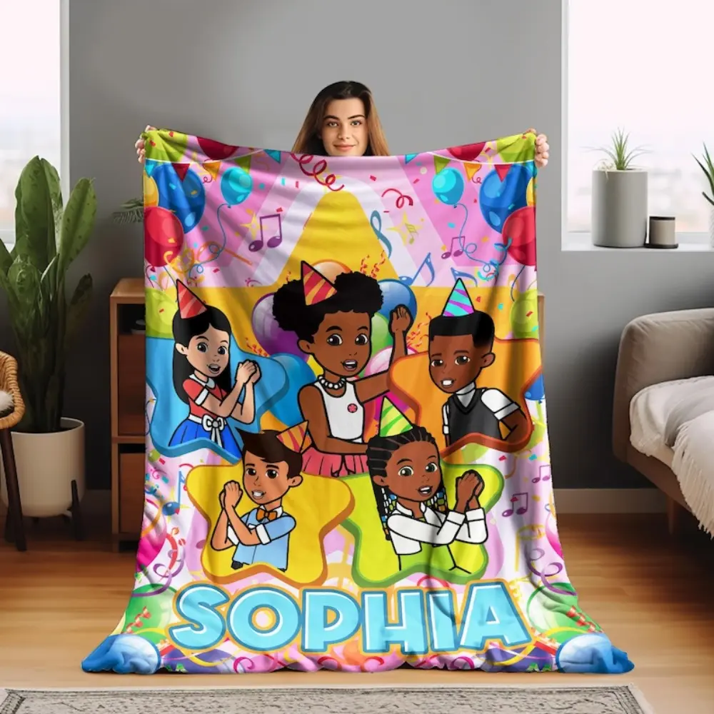 Personalized Gracie's Corner Custom Name Fleece Fabric Blanket - Polyester, Wrinkle-Resistant, Stain-Resistant Modern Educational Throw for Toddlers (Customized Child-Sized Bedding for Learning Play)