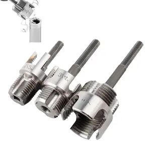 Internal & External Pipe Threading Tool, PVC Pipe Threader, Pipe Threading Tool, 1/2'' 3/4'' 1" PVC/Plastic Pipes Dies Electric Drill Compatible for Home Repair (3PCS)