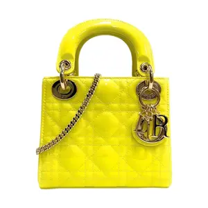 Pre-owned Dior . Tote Bags Yellow Mini Lady Bag