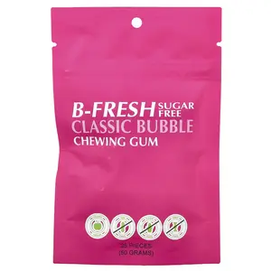 B-Fresh Chewing Gum, Sugar Free, Classic Bubble, 25 Pieces, (50 g)