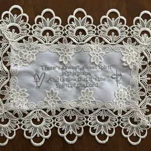 Christian Hymn 'Sweet Sweet Spirit' Machine Embroidered 16 x 12" White Doily