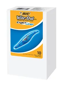 BIC Wite-Out Brand Exact Liner Correction Tape, 19.8 Feet, 10-Count Pack of White Correction Tape, Fast, Clean and Easy to Use Tear-Resistant Tape Office or School Supplies