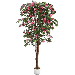 Artificial Bougainvillea Tree 5.3FT Tall, Realistic Faux Silk Flowers in Pot Indoor & Outdoor Decor, Easy Maintenance,for Home Office Garden