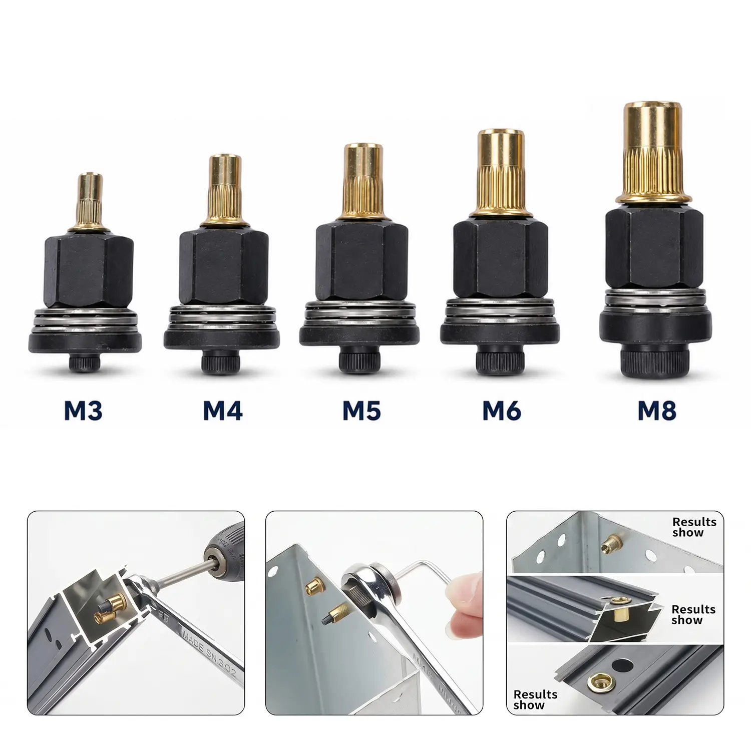 5PCS Rivet Nuts Set, M3 M4 M5 M6 M8 Threaded Insert Nuts, Carbon Steel Rivnuts, Blind Rivet Nuts for Metal Sheet Repair, Automotive, DIY Projects and Hardware Installation